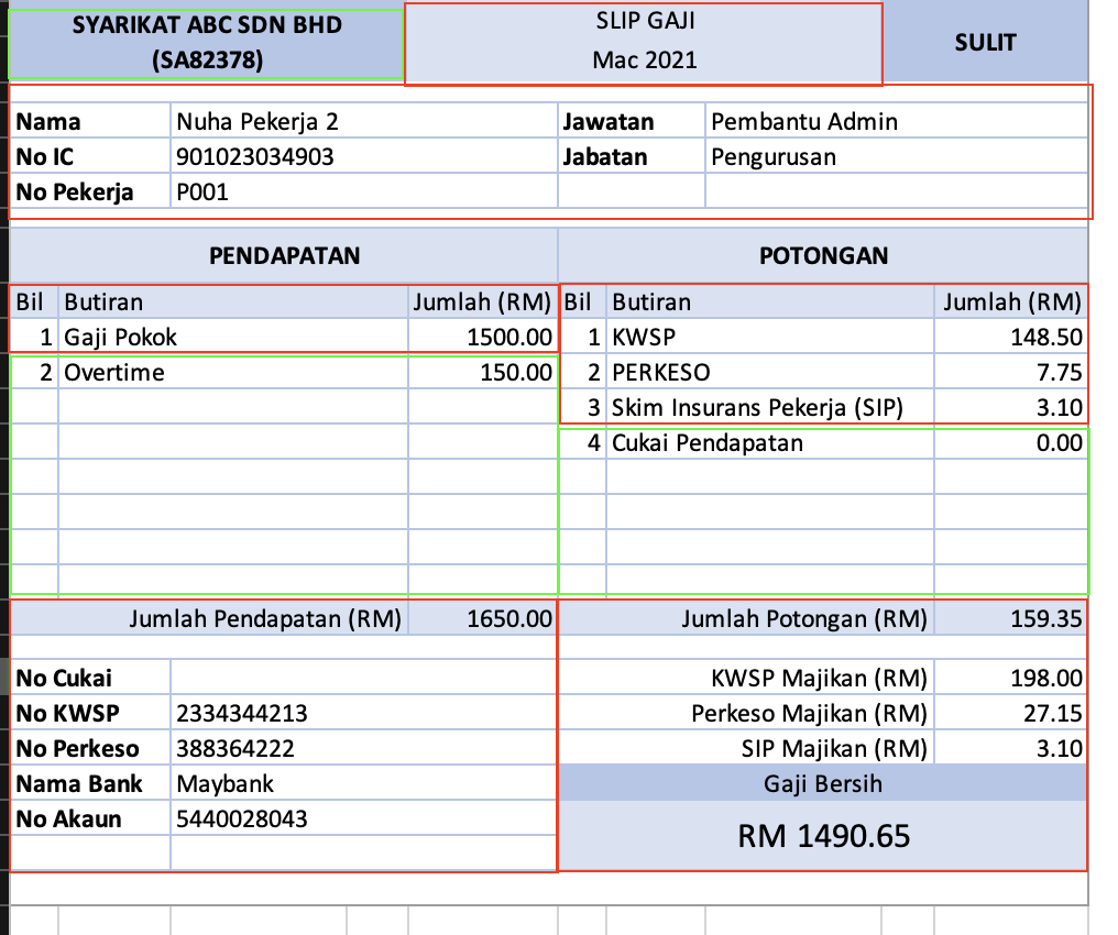 Payslip Template Malaysia Excel Template Slip Gaji Excel Malaysia My